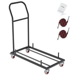 VEVOR Chariot de chaise pliant en fer avec 12 chaises, chariot d'étagère pour chaises pliantes avec 4 roulettes, chariot de transport de rangement pour chaises empilables à plat en plastique, résine