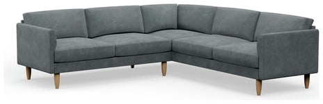 Hutch Velvet Curve Arm 7 Seater Corner Sofa - Slate Grey