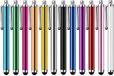 12 Pièces Stylet Stylo, Stylets Stylus Universels Capacitifs Pour Écran Tactile Pour Samsung Galaxy Huawei Mi Et Tous Téléphone Tablet Avec Écran Tactile Capacitif, Plusieurs Couleurs