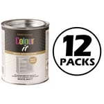 12X Paint Factory White Matt Tin Paint Fast Drying for Interior Exterior 300ml