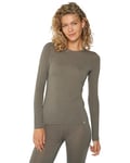 DANISH ENDURANCE Thermal Tops Womens, Merino Wool Base Layer Thermal Long Sleeve Top Women, Warm Winter Thermals, Grey, XXL