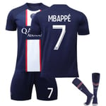 Mbappe Kids Football Kits Fotbollströja Träningsdräkt 22/23 Hem 22(120-130CM)