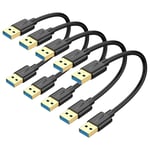 Câble Usb A Court, 5 Pack 30Cm Câble Usb A Mâle Vers Mâle A, 5Gbps Câble Transfert De Données Usb Type-A Pour Imprimantes, Modems, Disques Durs, Appareils Photo, Disques Externes[X2548]