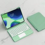 Coque Clavier Pour Ipad Air 11"" 2024 (M2), Clavier Ipad Air 5ème & 4ème Génération, Transparente Magnétique Vertical Cover & Azerty Clavier Bluetooth Sans Fil Avec Touchpad, Vert