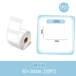 Phomemo-Imprimante d'étiquettes portable,papier thermique,autocollant auto-adhésif,transparent,rond,carré,étiquette de code-barres,notes autocollantes,M110,M200 - Type White 40-30