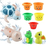 GizmoVine Jouet Bain Bébé, Jouets de Bain, 9 Pcs 3 en 1 Jeu d'eau Enfant 1 2 3 Ans, Matériau PVC sûr et Non Toxique, Meilleur Cadeau pour Bébés 6 12 18 Mois