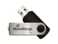 MediaRange Flex Clé USB 4GB MR907 USB 2.0 Noir-Argent 15MB/s