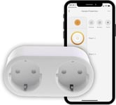 Double-Pr Connectée Priska Duo Easy Eu - Wifi + Bt, 16A, 3680W, Compteur De Consommation, Compatible Alexa Et Google Home, Automatisations Faciles