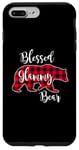 Coque pour iPhone 7 Plus/8 Plus Blessed Glammy Bear Red Buffalo Check Plaid Cadeau pour grand-mère