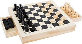 Small Foot Kit de jeux Echecs, dames et jeu du moulin - Version Allemande