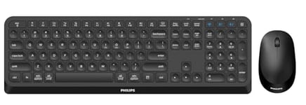 PHILIPS SPT6407B Wireless Keyboard Mouse Combo, Low Profile design, Bluetooth, USB, Multi device, Power saver, Multimedia short cut Keys, plug and play PC/Laptop