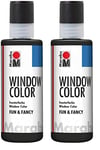 Marabu 04060004873 Window Color Fun & Fancy Peinture de contour noir doux 80 ml, à base d'eau, amovible sur des surfaces lisses telles que le verre, les miroirs, le carrelage et le film (Lot de 2)