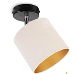 Light-Home Luminaires Intérieur - Plafonnier Salon Milan Collecte - Moderne Lustre pour Chambre, Salon, Cuisine - Applique 1-Lumières en Métal et en Tissu - Diamètre 15cm - Beige Clair avec Noir