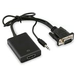 Ikodm - Câble Adaptateur Convertisseur vga mâle Vers hdmi Femelle Sortie 1080 p HD+Audio tv av hdtv