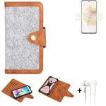 Felt Case + earphones for Motorola Moto G73 5G Cover light grey