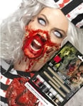 Horror Zombie Sminkesett med Flytende Latex 4x 29,5 ml med 4 stk Koster UTEN AMMONIAKK