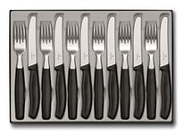 Victorinox Swiss Classic Table Set, 12 pcs., Tomato Knives, Extra Sharp Blade, Wavy Edge, 11 cm, Stainless Steel, Black