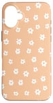 Coque pour iPhone 16 Plus Motif floral blanc pêche