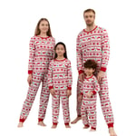 Kvinnor Män Barn Crew Neck Matchande Familj Pyjamas Set Jul Toppar Och Byxor Nattkläder, Färg: Röd, Storlek: Kvinnor XL