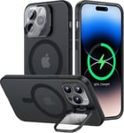 Compatible Avec Magsafe Coque Pour Iphone 14 Pro Magnétique[Support De Caméra En Métal Invisible][Protection Camera 9h Intégré], Antichoc Etui Translucide Mat Arrière Case Noir