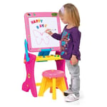 Bureau pour Enfants avec Tableau Blanc Molto - Tableau Blanc Normal, Tableau magnétique, marqueurs, pièces (Multicolor - Bureau magnétique 3 en 1 - Rose)