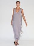 Religion Flourish Jersey Tassel Maxi Dress - Grey, Grey, Size 14, Women