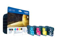 Brother Lc1100 Value Pack - 4-Pack - Svart, Gul, Cyan, Magenta - Original - Blister - Bläckpatron - För Brother Dcp-185, 385, 395, J715, Mfc-490, 5490, 5890, 5895, 6890, 790, 795, 990, J615