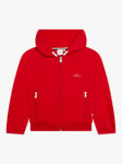 BOSS Kids' Embroidered Logo Hooded Cardigan, Red Crimson