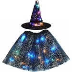 Women Kids Girl Luminous LED Glow Lights Elf Witch Hat Star Skirt Spider Web Wiz