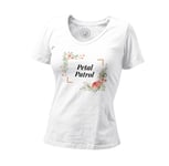 T-Shirt Femme Col V Petal Patrol Mariage Fiancée Cadre Floral