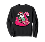 Funny Christmas In July Santa On Flamingo Floatie Summer Sweatshirt