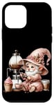 Coque pour iPhone 12 mini Pink Gnome With Retro Coffee Machine For Mama Coffee Lover