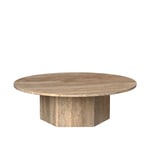 Gubi - Epic Coffee Table Round Ø 110 cm, Warm Taupe Travertine Stone - Soffbord - GamFratesi - Beige - Sten