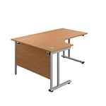 Office Hippo Professional Left Corner Office Desk, Wood, Oak, Silver Frame, 180 x 120 x 73 cm