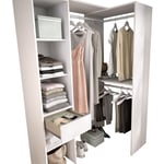 Armoire dressing double en bois mélaminé coloris blanc - Longueur 98 x Profondeur 41 x Hauteur 187 cm