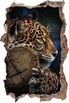 pixxp Rint 3D WD s2634 _ 92 x 62 élégant léopard sur percée Murale en Bois 3D Sticker Mural, Vinyle, Multicolore, 92 x 62 x 0,02 cm