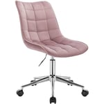 Helloshop26 - Fauteuil de bureau tabouret de travail en velours rose