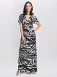 Gina Bacconi Geraldine Abstract Print Maxi Jersey Dress, Black/Cream