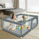 Sifree - Parc bébé 2 en 1, Sac de rangement inclus, Aire de jeux de sécurité, Petit parc pour bébé avec barrières clôture, 120x160x66cm, Gris foncé