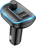 Émetteur FM Bluetooth pour Voiture,Adaptateur récepteur Radio sans Fil avec système Mains Libres,Charge Rapide QC3.0 pour appareils GPS,téléphones Portables,Carte SD,Disque USB(Q874)