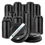 Nationwide Paper Black 12oz Lids for Coffee Cup, Insulated Disposable Coffee Cups Lids for Takeaway Drinks, Leak Proof Lids for Triple Walled Ripple Coffee Cups - Case of 1000 Lids