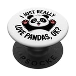 J'aime vraiment les pandas Ok Cute Cartoon Panda PopSockets PopGrip Adhésif