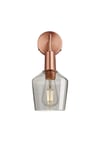 Sleek Tinted Glass Schoolhouse Wall Light, 5.5 Inch, Smoke Grey, Copper Holder