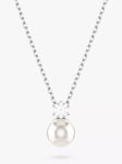 Swarovski Matrix Crystal Pearl Pendant Necklace, Silver/White