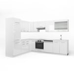 Vicco - Cuisine en angle Fame-Line, Blanc, 227 x 60 cm sans plan de travail