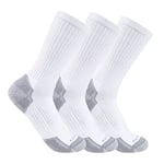 Carhartt Men's Midweight Cotton Blend Sock 3 Pack, White/White, Large