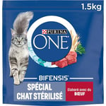 PURINA ONE Bifensis Chat Stérilisé Croquettes au Boeuf pour Chats Adultes Sac de 1,5kg | Lot de 6