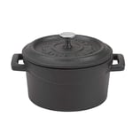 Pentole Agnelli COGHSRP10414M Fonte Slowcook Casserole Line, 14 cm, 0,8 l, Noir Mat