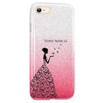 Coque Iphone 7 et 8 et SE 2020 paillettes rose tie fee papillon personnalisee