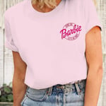 Barbie Tryckt T-shirt Kvinna Sommar Topp T-shirt GH1014-E S